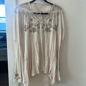 Free People delicate pink embroidery top